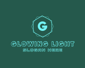 Tech Glowing Hexagon logo design