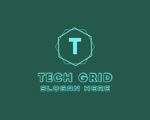 Tech Cyber Hexagon logo design