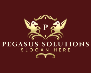 Gold Pegasus Crest logo design