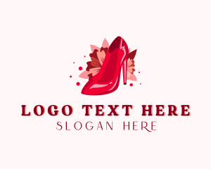 Floral High Heels Shoe logo design