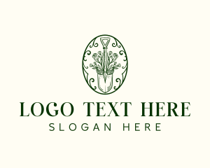 Shovel Floral Garden Logo