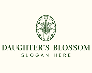 Shovel Floral Garden logo design