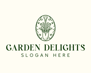 Shovel Floral Garden logo design