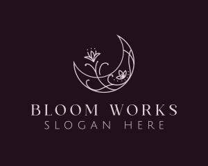 Moon Floral Bloom logo design