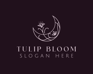 Moon Floral Bloom logo design