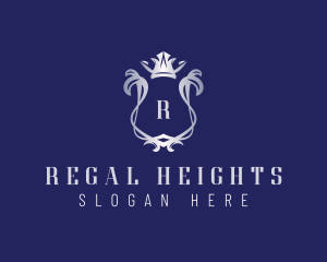 Crown Wreath Regal Shield logo design