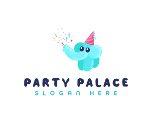 Balloon Elephant Confetti logo design