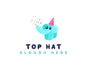 Balloon Elephant Confetti logo design