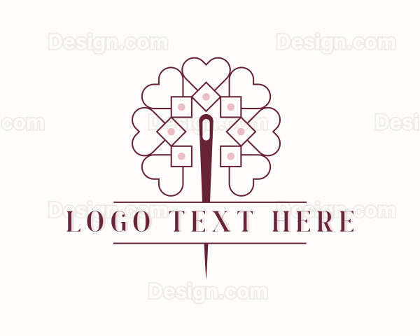 Tailoring Sewing Needle Heart Logo