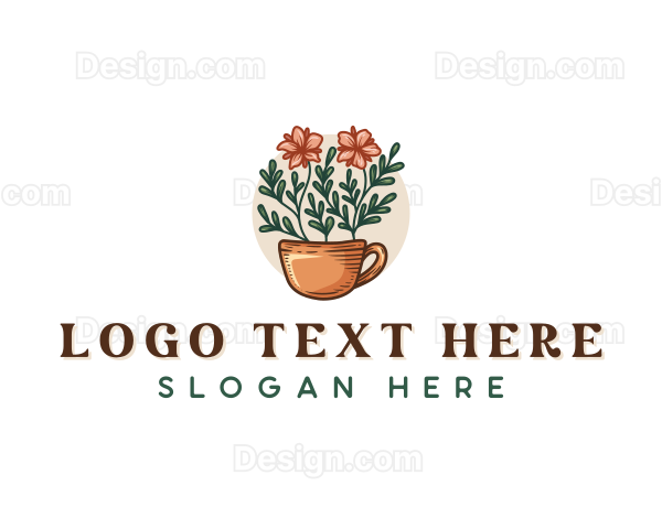 Flower Cup Gardening Logo