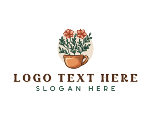 Flower Cup Gardening Logo