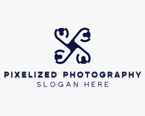 Aerial Drone Quadcopter logo design