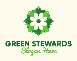 Green Flower Pen Writer logo design