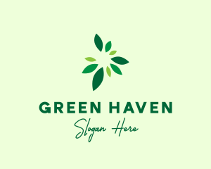 Organic Green Leaves logo design