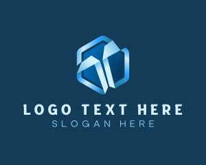 Hexagon Origami Letter T logo