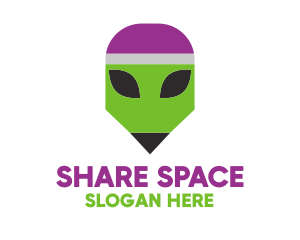 Space Alien Pencil  logo design