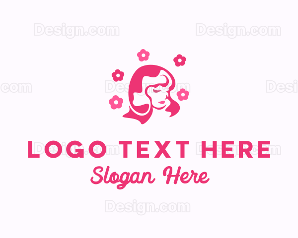 Pink Flower Beauty Woman Logo