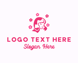 Pink Flower Beauty Woman logo