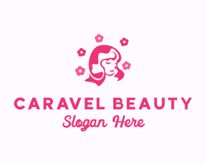 Pink Flower Beauty Woman logo design