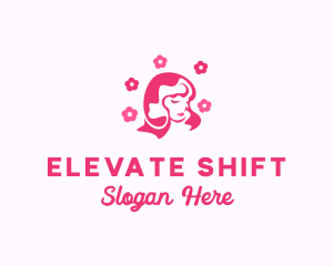 Pink Flower Beauty Woman logo design