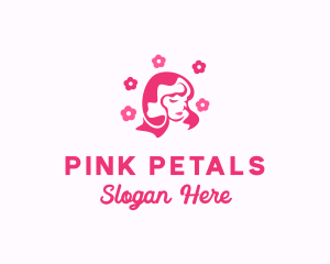 Pink Flower Beauty Woman logo design