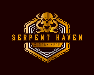 Skull Serpent Snake logo design