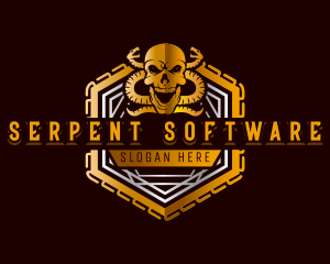 Skull Serpent Snake logo design