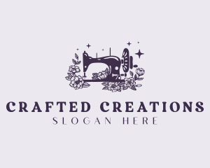 Floral Sewing Machine Tailoring logo design