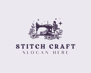 Floral Sewing Machine Tailoring logo design