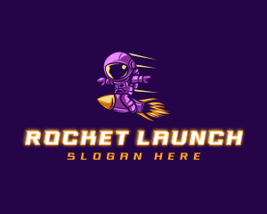 Rocket Astronaut Launch logo design