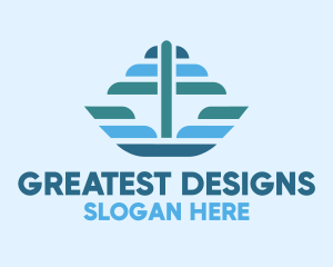 Ocean Sailing Anchor Boat logo design