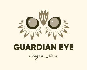 Owl Feather Eyes  logo design