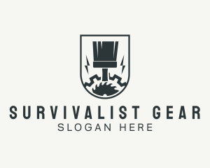 Industrial Paint Brush Gear logo design