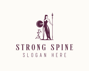 Spear Female Warrior logo design