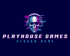 Skull Headphones Gaming logo design