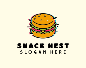 Hamburger Diner Glitch logo design