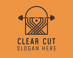 Weightlifting Barbell Badge logo design