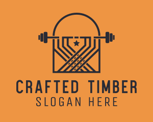 Weightlifting Barbell Badge logo design