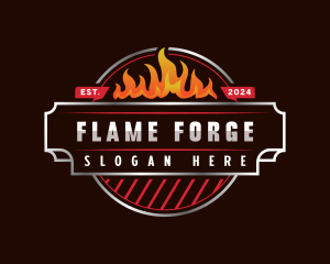 BBQ Fire Grilling logo design