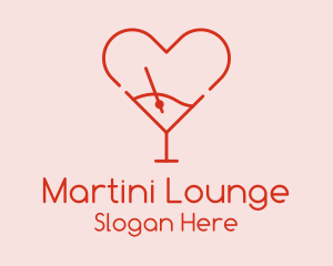 Red Heart Martini logo design