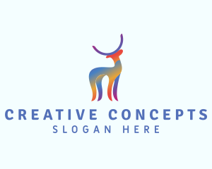 Creative Rainbow Deer logo design