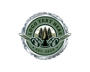 Chainsaw Lumberjack Tree logo