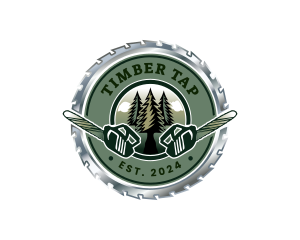 Chainsaw Lumberjack Tree logo design