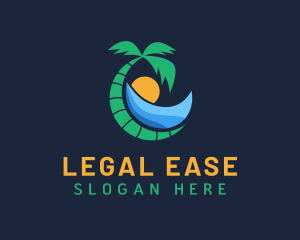 Beach Palm Tree Resort Logo