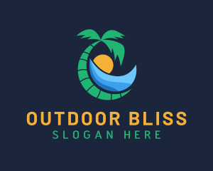 Beach Palm Tree Resort logo design