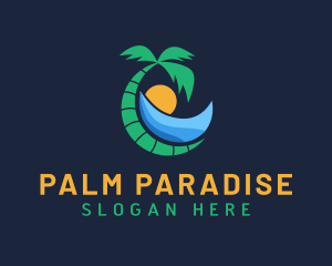 Beach Palm Tree Resort logo design