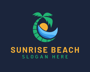 Beach Palm Tree Resort logo design