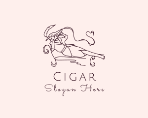 Elegant Smoking Lady logo design