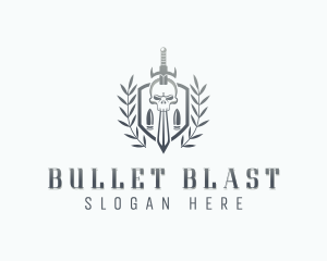 Bullet Sword Skull logo design