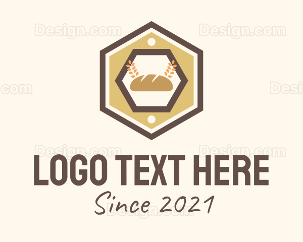 Hexagon Bakery Sign Logo